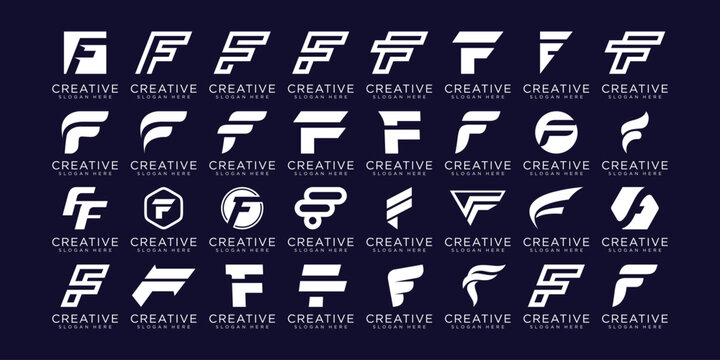 Set of initial letter F logo design template. icons for business of luxury, elegant, simple