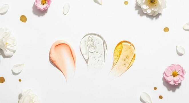 abstract floral background with moisturizer swatch