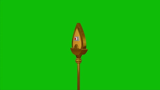 Lord Murugan Golden Vel Spear Flying Animation Green Background