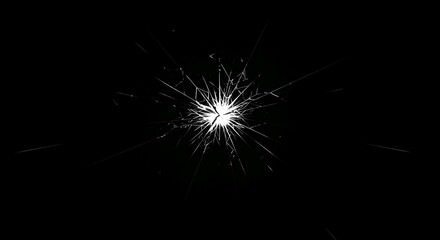 Fototapeta premium A bright white light radiates from the center, surrounded by sparks, against a stark black background, creating a dramatic effect. AI Generated