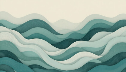 Fototapeta premium Abstract Teal and Green Wavy Organic Layers Background for Nature, Eco-Friendly, Fluid Concepts, and Wellness