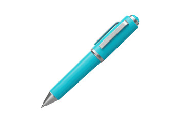 Isolated Blue Ballpoint Pen with Silver Clip