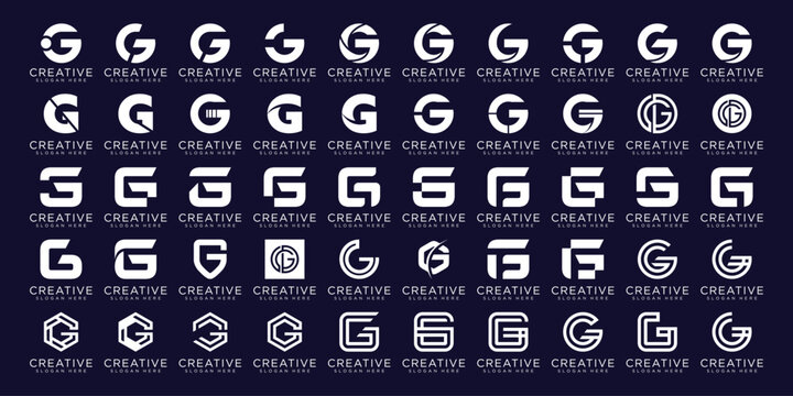Set of abstract initial letter G logo template