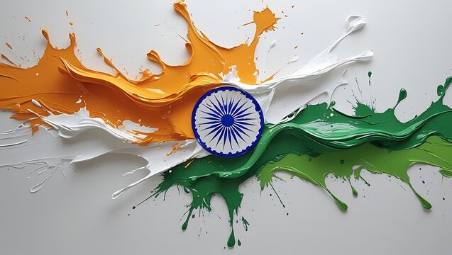 Dynamic splash art captures vibrant Indian flag colors and Ashoka Chakra, symbolizing national pride and energy