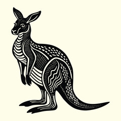 Cute cartoon kangaroo with baby vector illustration, isolated wild mammal