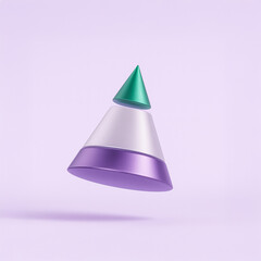 3D Abstract Pyramid Infographic with Segmented Layers in Purple, White, and Green on Pastel Background
