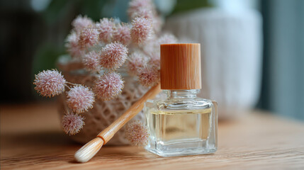 Nourishing nail care with cuticle oil reflects serene self care moment. beauty ritual to enjoy soft skin for relaxed, well groomed feeling