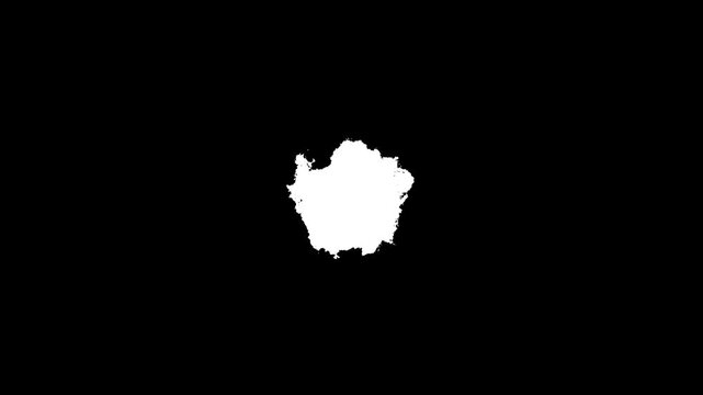 Territory outline self drawing animation. 3D white map blck background.
