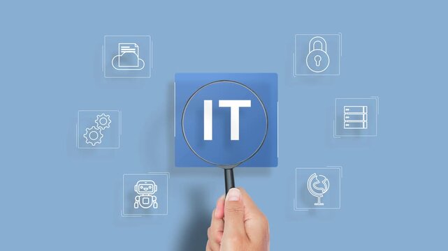 IT information technology icons concept, computer systems	