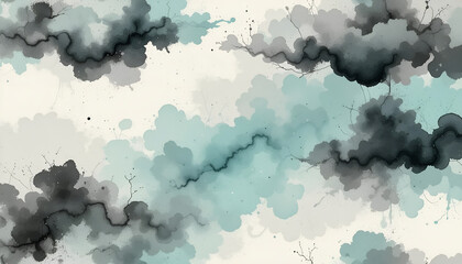 Obraz premium Abstract Teal and Grey Watercolor Ink Splatter Background for Art, Creative Design, Grunge, and Digital Marketing