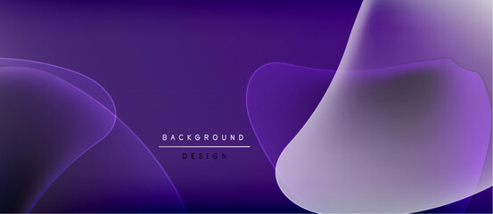 Abstract purple background. Fluid shapes overlap, creating dynamic visual texture. Gradient shades offer depth, modern aesthetic.