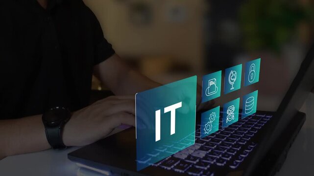 IT information technology icons concept, computer systems	