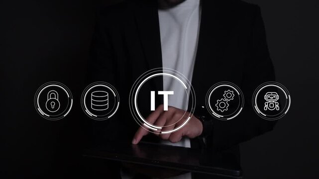 IT information technology icons concept, computer systems	