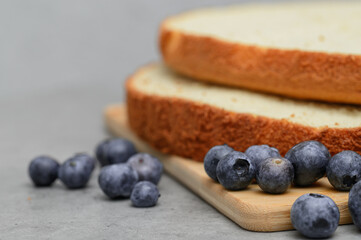 Sponge cake toppers, a sweet dessert, bluberries pie