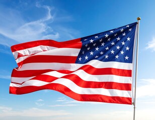 American flag waving in a clear blue sky (3)