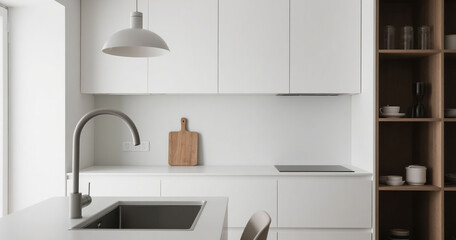 Bright and Sleek Modular Kitchen in Neutral Tones