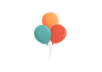 Three colorful balloons floating together isolated on transparent background