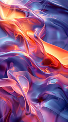 Iridescent fluid abstraction with purple and red reflective color palette