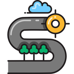 Map Navigation Icon Flat Illustration