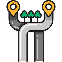 Map Navigation Icon Flat Illustration