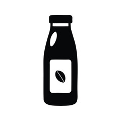 Illustration of a black bottle containing cold brew coffee with logo