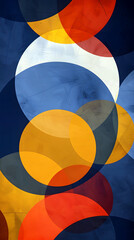 Retro-inspired circle pattern in overlapping colorful composition