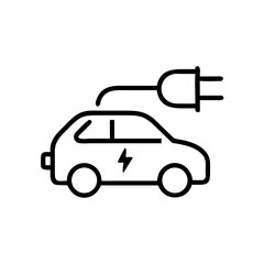 Fototapeta premium Electric car charging with power plug and lightning symbol 