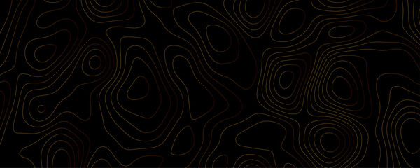 Abstract topographic map contour lines gold on black