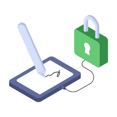 digital signature recognition isometric illustration