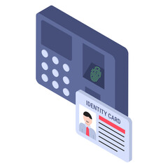 fingerprint recognition isometric illustration