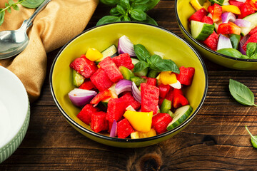 Watermelon and cucumber salad.