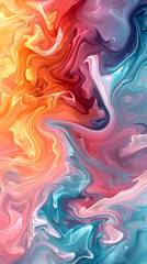 vibrant marble swirl in abstract fluid art with pink, red, and teal gradients