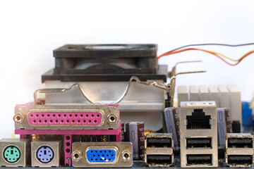 Different computer connectors for different media of a broken rusty computer