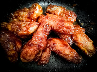 Delicious hot spicy chicken wings. 