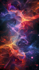 abstract energy wave with pink and purple cosmic sparks in motion