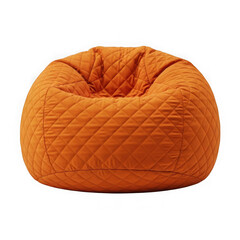 Orange bean bag chair furniture quilted pattern isolated on transparent background