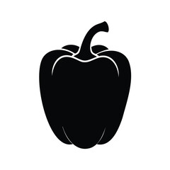Fototapeta premium Black silhouette of a bell pepper vegetable on a white background
