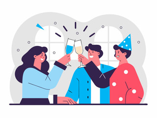 Group of Friends Celebrating with Champagne Toast at a Party