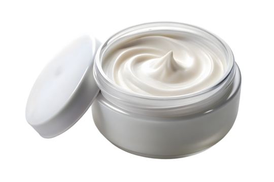 White face cream with curved edge isolated on transparent background PNG icon isolated with transparent background