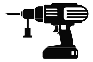 drill machine black and white silhouette