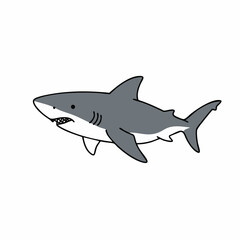 Obraz premium Stylized Great White Shark Illustration, Side Profile View