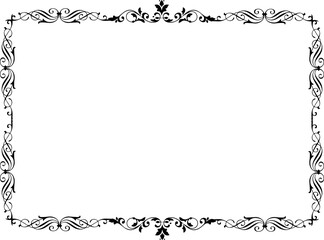 Vintage Ornamental Frame – Elegant Black Vector Border, PNG, 300 DPI