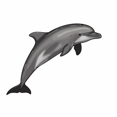 Obraz premium Leaping Bottlenose Dolphin with Sleek Gray Skin and Playful Expression