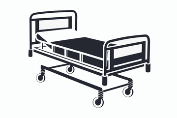 hospital bed black and white silhouette