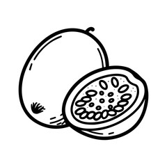 Passion fruit black and white illustration