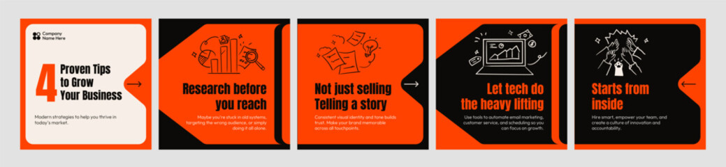 Social media carousel post template. Business Instagram and facebook square post template. Instagram tips post collection tutorial, tip, trick, quick tips, layout template design, modern