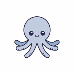 Adorable Cartoon Octopus with Smiling Face and Playful Tentacles