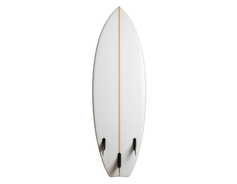 Minimalist White Surfboard with Rounded Nose and Tail, Isolated on Transparent Background