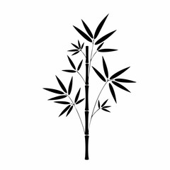 Obraz premium Elegant Black Silhouette of Bamboo Plant with Detailed Leaves