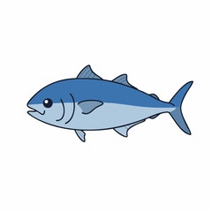 Bluefin Tuna Cartoon Illustration Side Profile